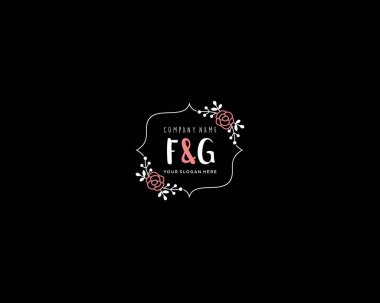 Modern Çiçek Monogramı FG Logo Tasarım Şablonu