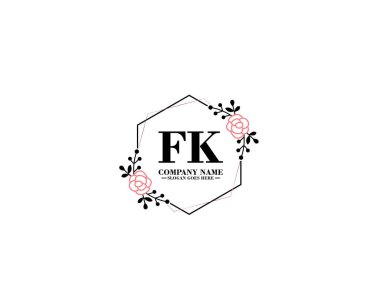 Floral ve El Yazısı Biçimli FK İlk Logo Tasarımı