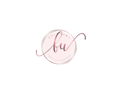 Çiçek ve Minimalist Elementlerle FU El Yazısı Logosu