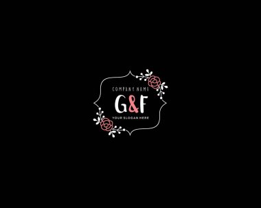 Modern Çiçek Monogramı GF Logo Tasarım Şablonu