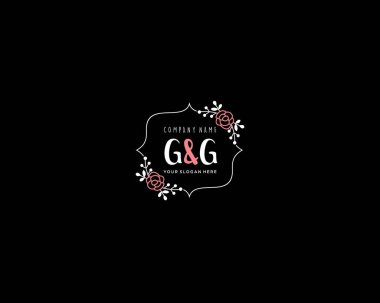 Modern Çiçek Monogramı GG Logo Tasarım Şablonu