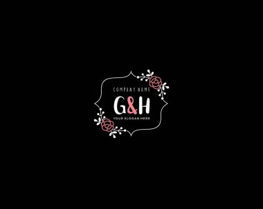 Modern Çiçek Monogramı GH Logo Tasarım Şablonu