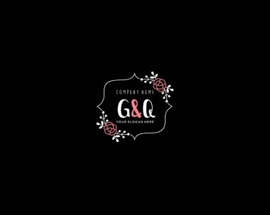 Modern Çiçek Monogramı GQ Logo Tasarım Şablonu