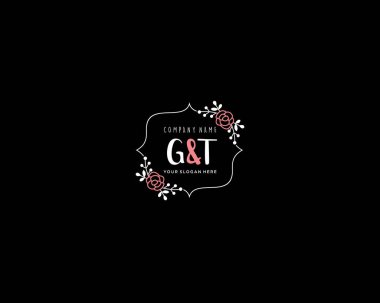 Modern Çiçek Monogramı GT Logo Tasarım Şablonu