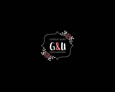 Modern Çiçek Monogramı GU Logo Tasarım Şablonu