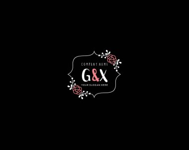 Modern Çiçek Monogramı GX Logo Tasarım Şablonu