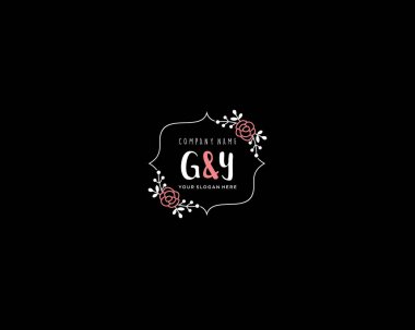 Modern Çiçek Monogramı GY Logo Tasarım Şablonu