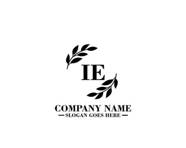 Modern Çiçek Monogramı IE Logo Tasarım Şablonu