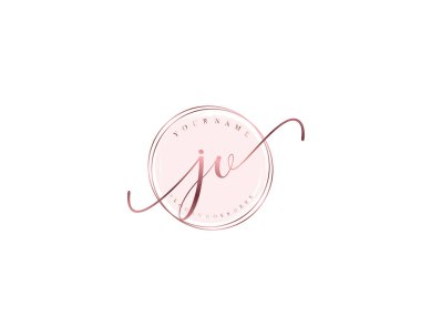 Çiçek ve Minimalist Elementlerle JV El Yazısı Logosu