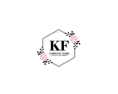 Çiçek ve El Yazısı Biçimli KF İlk Logo Tasarımı