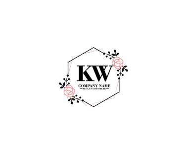 Çiçek ve El Yazısı Biçimli KW İlk Logo Tasarımı