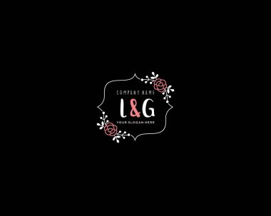 Modern Çiçek Monogramı LG Logo Tasarım Şablonu