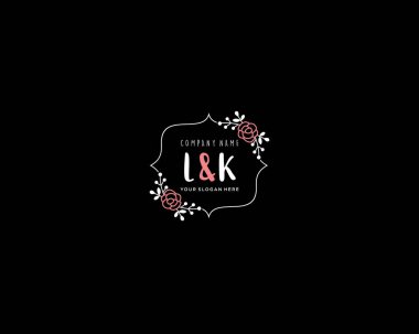 Modern Çiçek Monogramı LK Logo Tasarım Şablonu