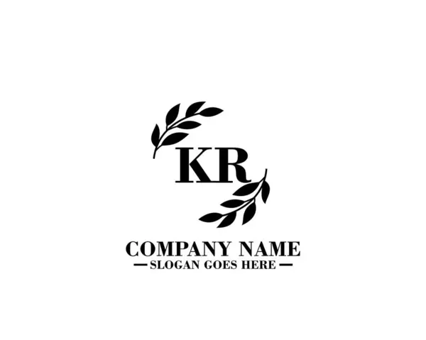 Modern Çiçek Monogramı KR Logo Tasarım Şablonu