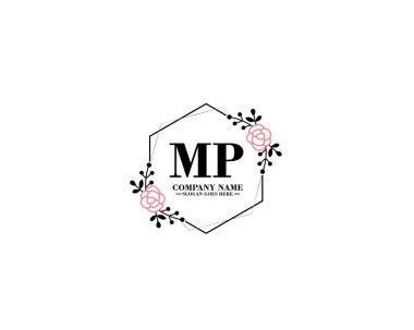 Floral ve El Yazısı Biçimli MP İlk Logo Tasarımı