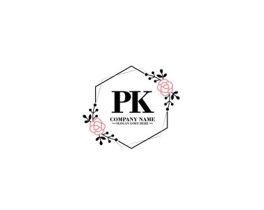 Çiçek ve El Yazısı Biçimli PK İlk Logo Tasarımı
