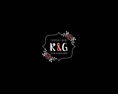Modern Çiçek Monogramı RG Logo Tasarım Şablonu