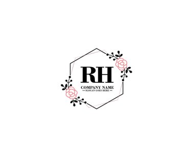 Çiçek ve El Yazısı Biçimli RH İlk Logo Tasarımı