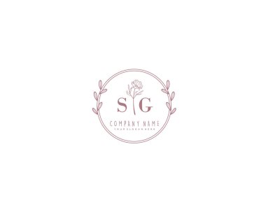 Çiçek ve Minimalist Elementlerle SG El Yazısı Logosu
