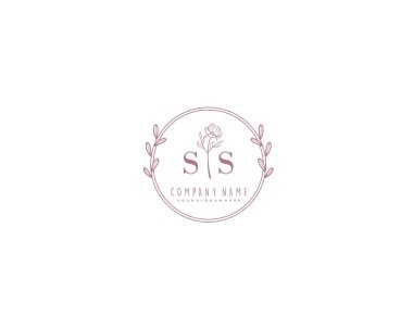 Çiçek ve Minimalist Elementlerle SS El Yazısı Logosu