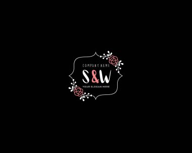 Modern Çiçek Monogramı SW Logo Tasarım Şablonu