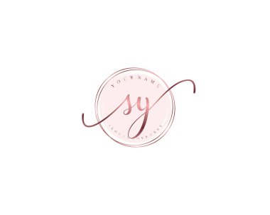 Çiçek ve Minimalist Elementlerle SY El Yazısı Logosu