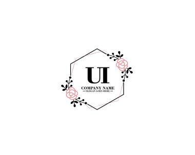 Floral ve El Yazısı Biçimli UI İlk Logo Tasarımı