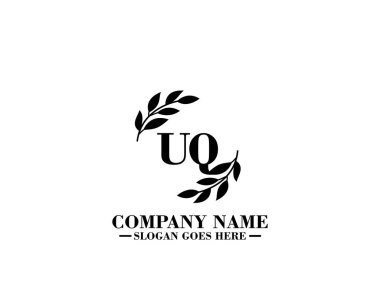 Modern Çiçek Monogramı UQ Logo Tasarım Şablonu
