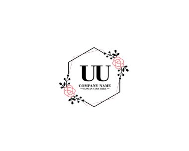 Floral ve El Yazısı Biçimli UU İlk Logo Tasarımı