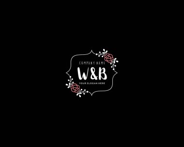 Modern Çiçek Monogramı WB Logo Tasarım Şablonu
