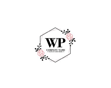Çiçek ve el yazısıyla WP İlk Logo Tasarımı