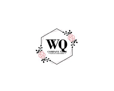 Çiçek ve el yazısıyla WQ İlk Logo Tasarımı