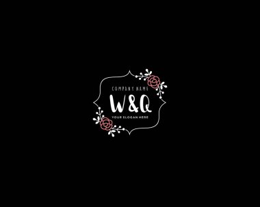 Modern Çiçek Monogramı WQ Logo Tasarım Şablonu