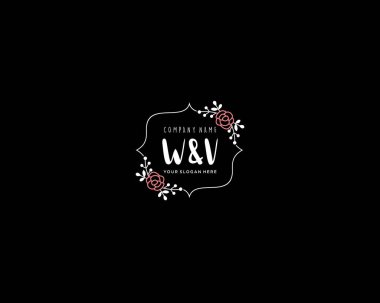 Modern Çiçek Monogramı WV Logo Tasarım Şablonu
