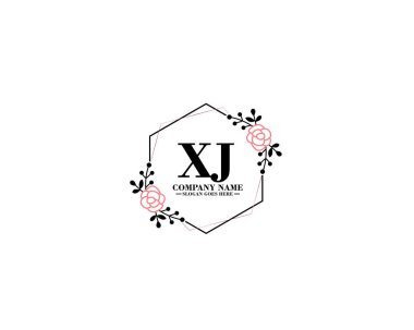 Floral ve el yazısıyla XJ İlk Logo Tasarımı