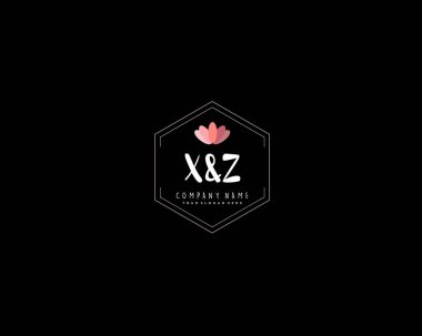 Floral ve El Yazısı Biçimli XZ İlk Logo Tasarımı