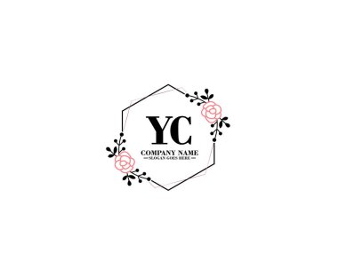 Çiçek ve el yazısıyla YC İlk Logo Tasarımı