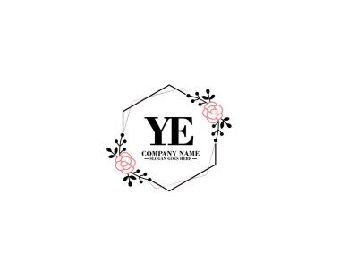 Çiçek ve El Yazısı Biçimli YE İlk Logo Tasarımı