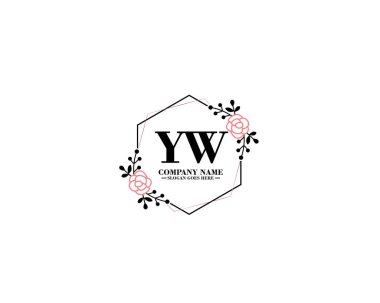 Çiçek ve el yazısıyla YW İlk Logo Tasarımı
