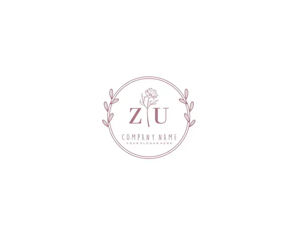 Çiçek ve Minimalist Elementlerle ZU El Yazısı Logosu
