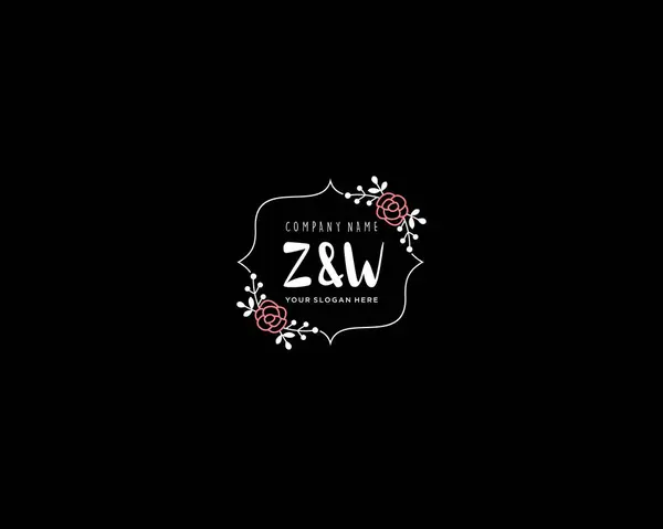 Modern Çiçek Monogramı ZW Logo Tasarım Şablonu