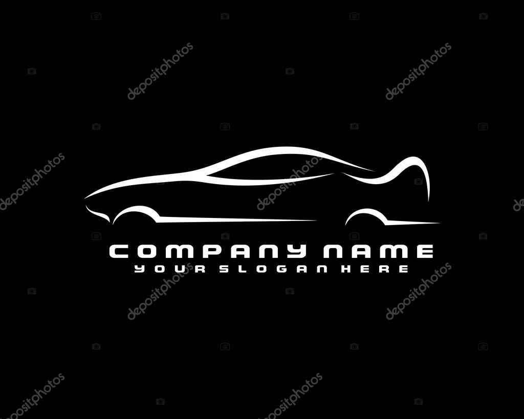 Modern Automotive Logo with Sleek Red Car Silhouette