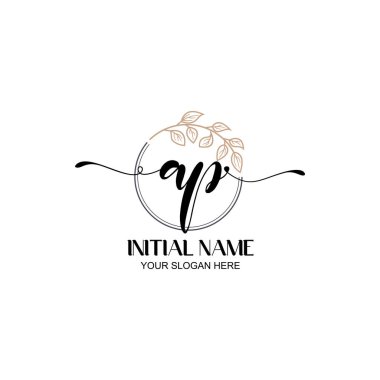 Botanik Elementli Zarif AP İlk Logo Tasarımı