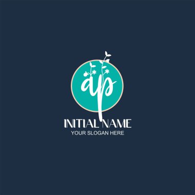 Botanik Elementli Zarif AP İlk Logo Tasarımı