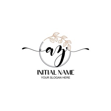 Botanik Elementli Zarif AZ İlk Logo Tasarımı