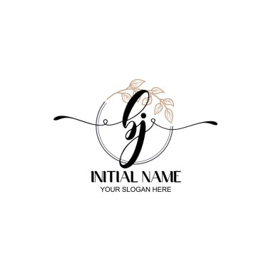 Botanik Elementli Zarif BJ İlk Logo Tasarımı