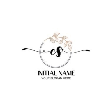 Botanik Elementli Zarif CS İlk Logo Tasarımı