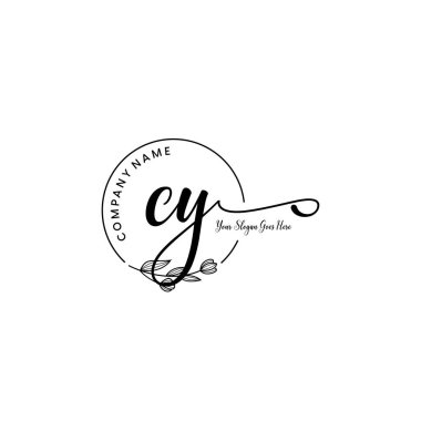 Botanik Elementli Zarif CY İlk Logo Tasarımı