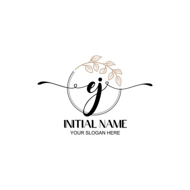 Botanik Elementli Zarif EJ İlk Logo Tasarımı