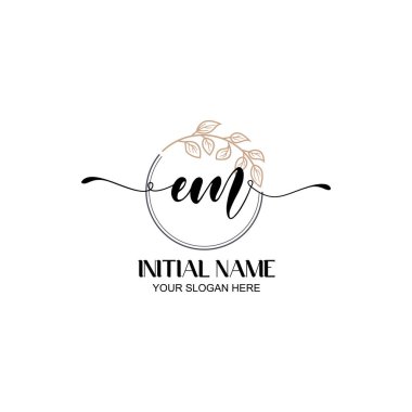 Botanik Elementli Zarif EM İlk Logo Tasarımı